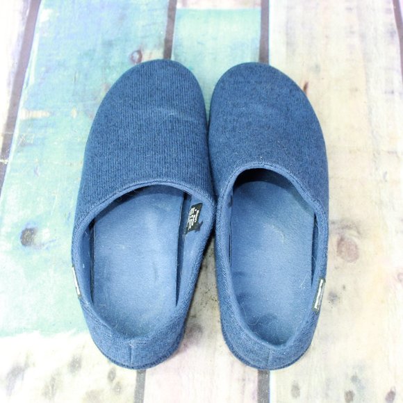 LL Bean Bright Navy Sweater Fleece Cozy Slippers Scuff Size 9 M - Picture 6 of 9